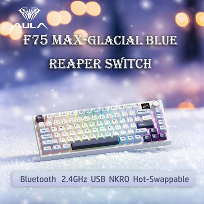 Aula F75 MAX Wireless Mechanical Keyboard with TFT Screen and Knob, Gasket Keyboard in 75% Layout, Hot Swappable Gaming Keyboard for Pc/Mac/Linux