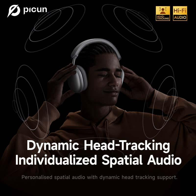 Picun F8 Pro Wireless Headphones - 52Db Noise Cancellation, 5 Smart ENC Mics, Detachable Fabric Ear Cushions, 140 Hour Long Battery Life, Premium Audio Seamless Dual Device Connection for All-Day Use and Boosted Productivity Bluetooth