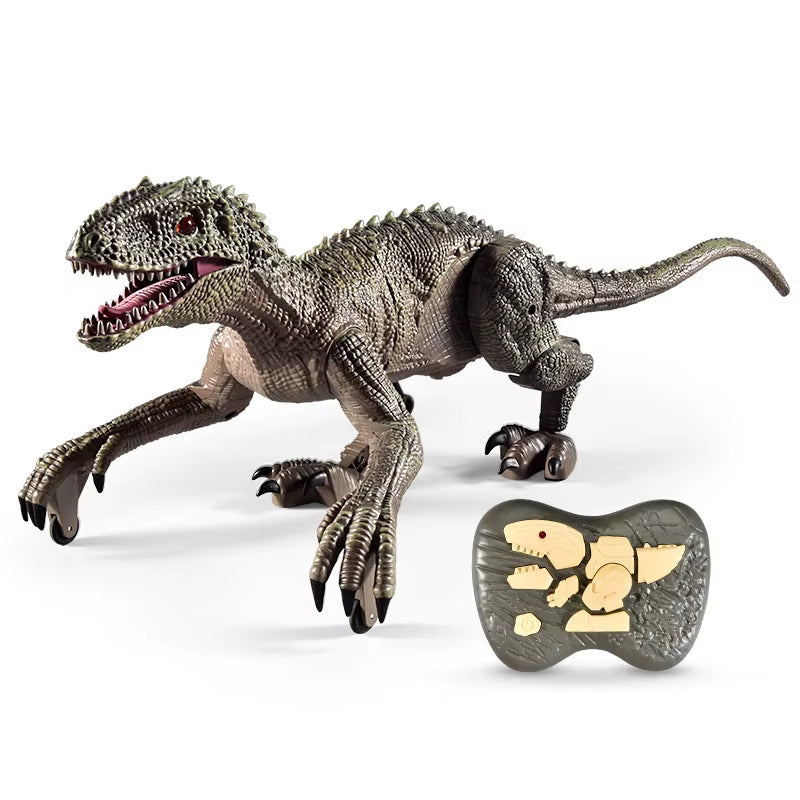 Remote Control Dinosaur Toys Kids RC Electric Walking Jurassic Dinosaur Simulation Velociraptor Toy with LED Light and Roaring
