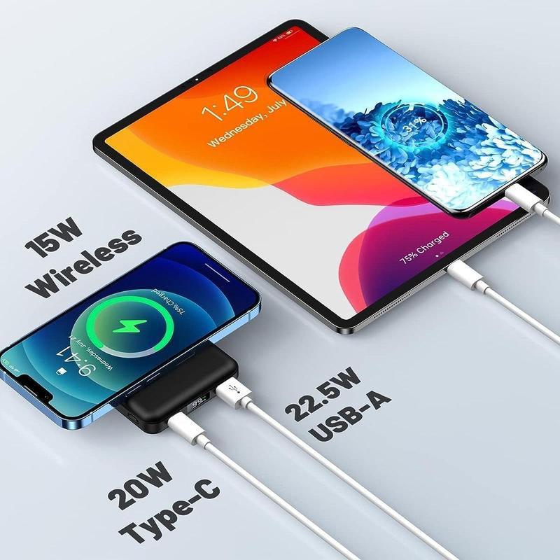 Magnetic Battery ，Magnetic Power Bank , 10000 Mah Power Bank with Folding Stand with USB-C Cable LED Display, Magnetic Power Bank 22.5W PD Fast Charging for Iphone D013