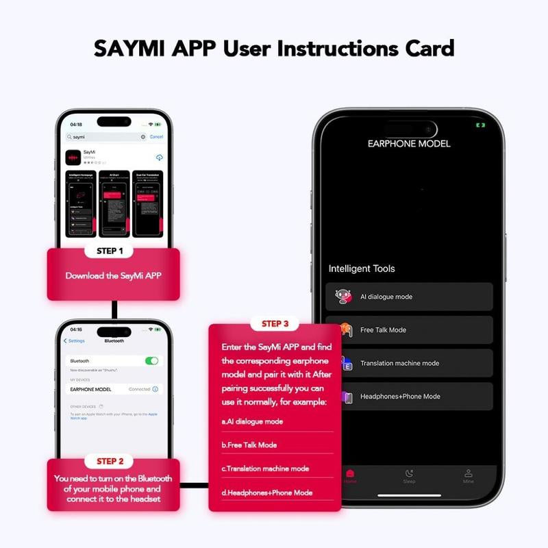 ERAZER Translation Earbuds Supports 134 Languages with Traslation APP Face-To-Face Translation Open Wireless Bluetooth Earbuds LED Touchscreen Earbuds HIFI Sound Quality Built-In Microphone Wireless Headphones Long Battery Earbuds Black Headset