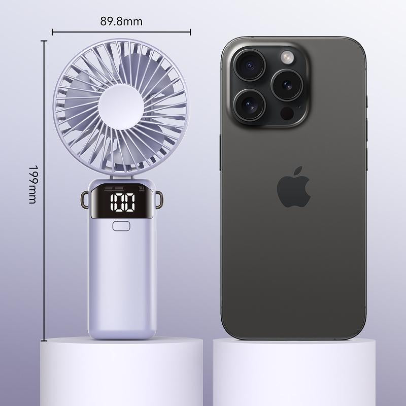 Handheld Fan,Portable Fan,1500Mah Rechargeable Personal Fan, 180° Foldable Mini Desk Fan with 5 Wind Speed, LCD Digital Remaining Battery Display, Lanyard as Neck Fan, Quiet, Pocket Size for Indoor Outdoor,Can Add Aromatherapy Perfume , with Phone Holder