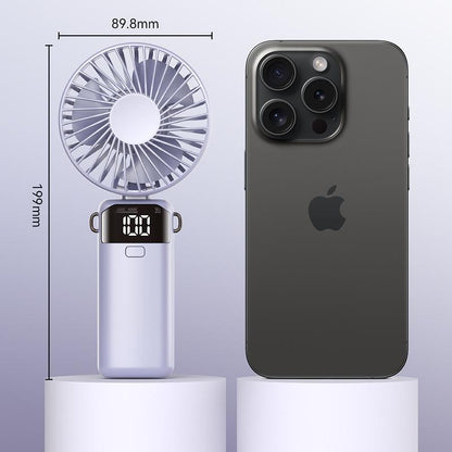 Handheld Fan,Portable Fan,1500Mah Rechargeable Personal Fan, 180° Foldable Mini Desk Fan with 5 Wind Speed, LCD Digital Remaining Battery Display, Lanyard as Neck Fan, Quiet, Pocket Size for Indoor Outdoor,Can Add Aromatherapy Perfume , with Phone Holder
