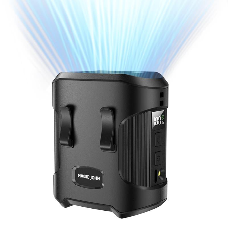 MAGIC JOHN Portable Waist Fan with LED Display | Brushless Strong Wind | 3 Speeds + SOS Light