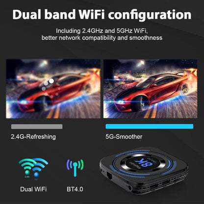 Android 12 TV Box, 4K Video 2.4G & 5.8G Dual Wifi Quad Core Cortex A53 BT Media Player, Suitable for Home & Office