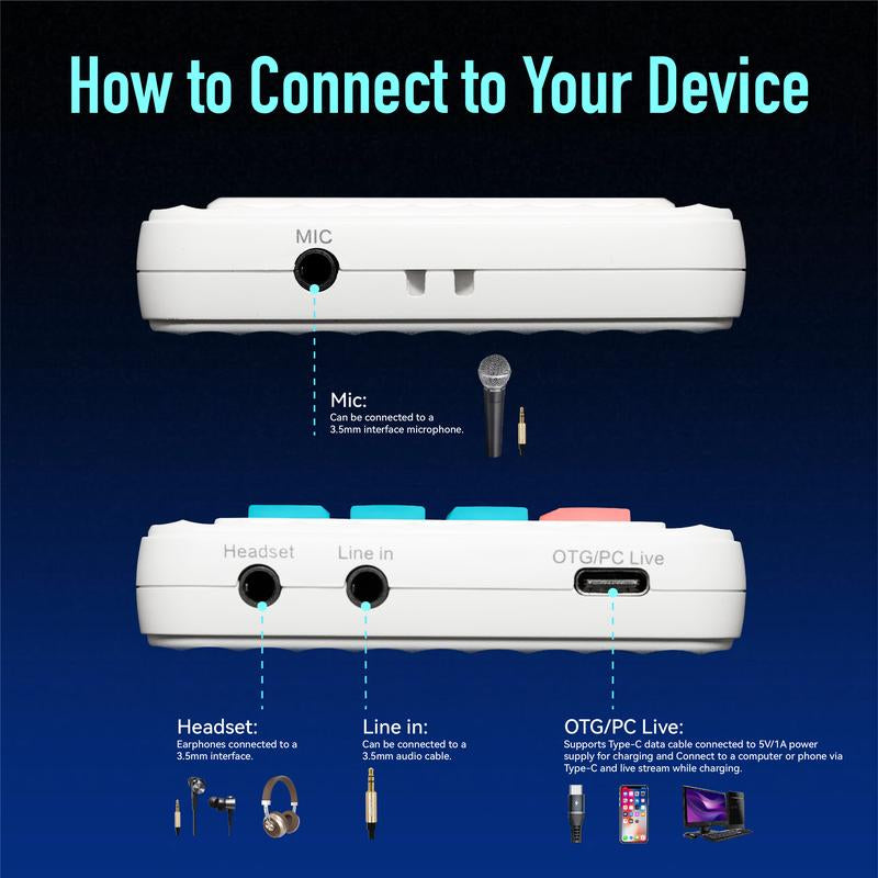 Hicall M01 Portable MIXER | Dual DSP Chips, Ultra-Clear Sound Quality, Intelligent Noise Reduction | 6 Voice Effects | Perfect for Outdoor Live Broadcasts, Travel Vlogs and Short Videos#Outdoorfun