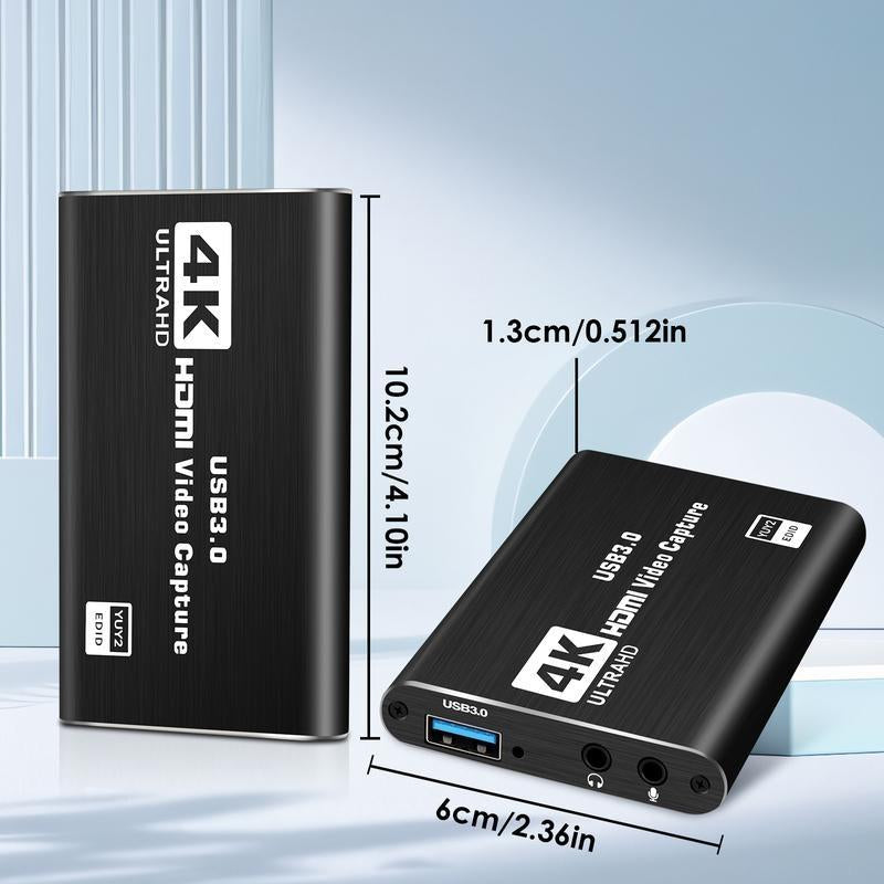 Capture Card, Audio Video Capture Card with Microphone 4K HDMI Loop-Out, 1080P 60Fps Video Recorder for Gaming/Live Streaming/Video Conference, Works for Nintendo Switch/Ps4/Obs/Camera/Pc Accessories