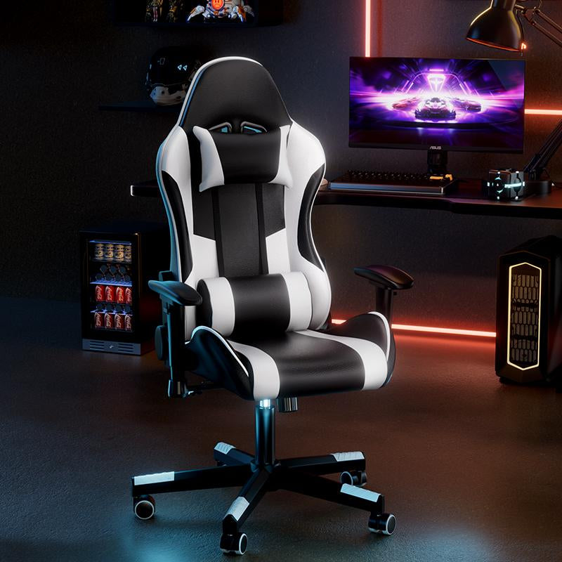 Gaming Chair Computer Chair with Leg Lumbar Support,Height Adjustable Gaming Chair with 360°Swivel Seat,Headrest for Office or Gaming,Ergonomic Design