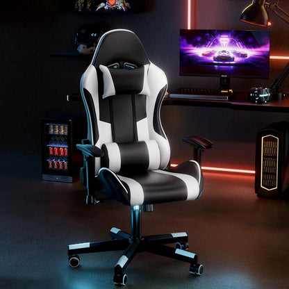 Gaming Chair Computer Chair with Leg Lumbar Support,Height Adjustable Gaming Chair with 360°Swivel Seat,Headrest for Office or Gaming,Ergonomic Design