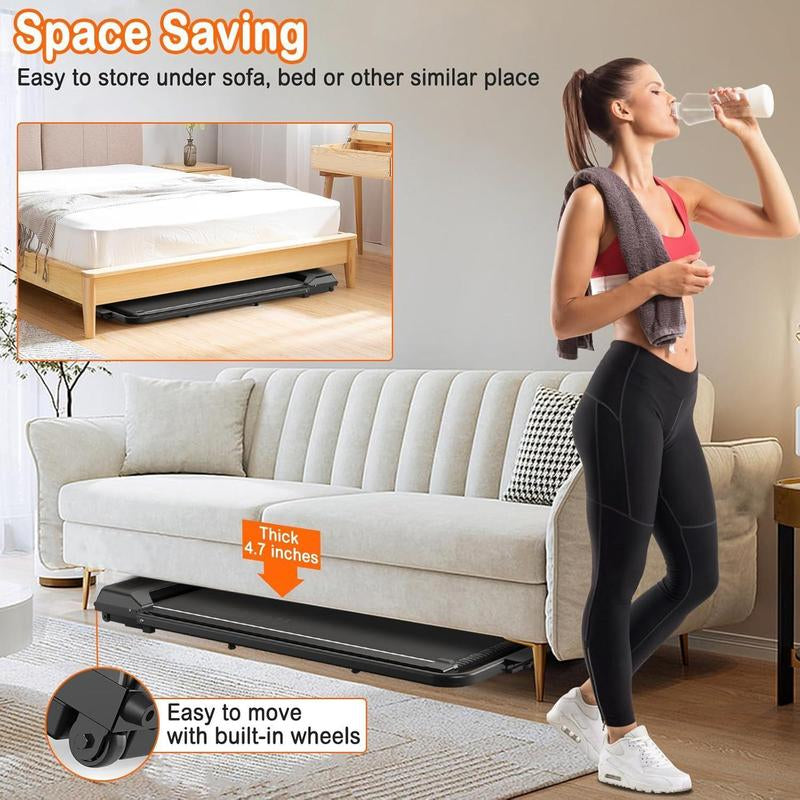 OVER SELF Inclined Folding Incline Treadmill, Walking Mat Treadmill with ,300 Lbs Portable Treadmill with Handle, Safety Lock, Quiet Design for Home and Office Treadmill with LED Display – Smart Fitness Machine Exercise Gym Equipment