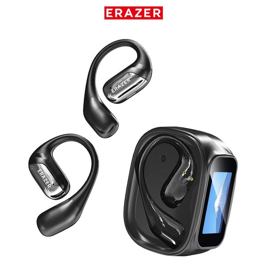ERAZER Translation Earbuds Supports 134 Languages with Traslation APP Face-To-Face Translation Open Wireless Bluetooth Earbuds LED Touchscreen Earbuds HIFI Sound Quality Built-In Microphone Wireless Headphones Long Battery Earbuds Black Headset