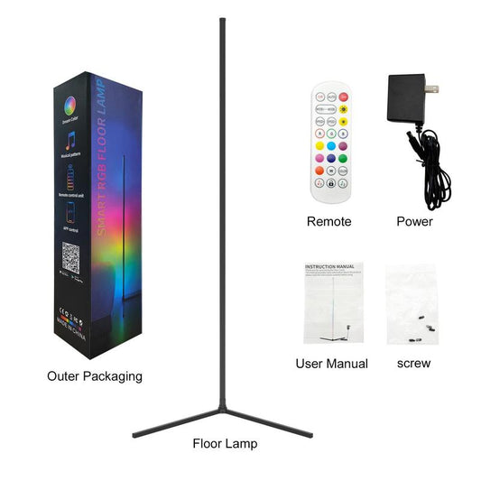 RGB Corner Floor Lamp 16 Million Color Music Sync Changing LED Corner Lamp with Remote & APP Control Smart Modern Floor Lamp