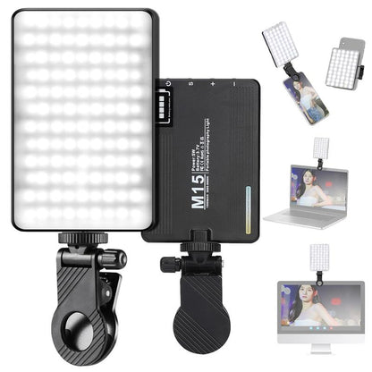 LED Camera Light Portable Photography Video Lights Selfie for Warm and Cool 3 Colors 3000-9900K 72Pcs Beads with Cell Phone Clip 1/4 Standard Screw 1500Mah Rechargeable CRI 80