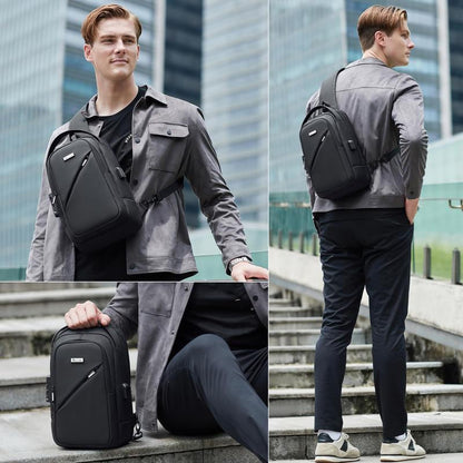 Outdoorfun Hiking Daypack Shoulder Backpack Crossbody Sling Bag for Men, Chest Bags with USB Charger Port for Casual Camping Biking Travel Cycling