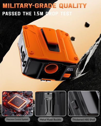 Father'S Day Gifts-Frsara Waist Fan, 8000Mah Powerbank, Portable Rechargeable Cooling Fan, High Speed Fan, Wearable Cooling Device That Blows W/ Lanyard, 5-Speed, Light, LED Display, 3 in 1 Outdoor Fan, Desktop Fan, for Outdoor Work/Sports, Gift for Men