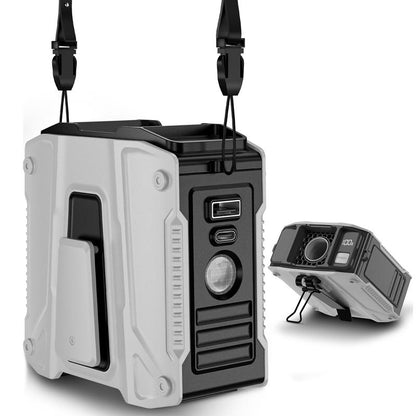 Father'S Day Gifts-Frsara Waist Fan, 8000Mah Powerbank, Portable Rechargeable Cooling Fan, High Speed Fan, Wearable Cooling Device That Blows W/ Lanyard, 5-Speed, Light, LED Display, 3 in 1 Outdoor Fan, Desktop Fan, for Outdoor Work/Sports, Gift for Men