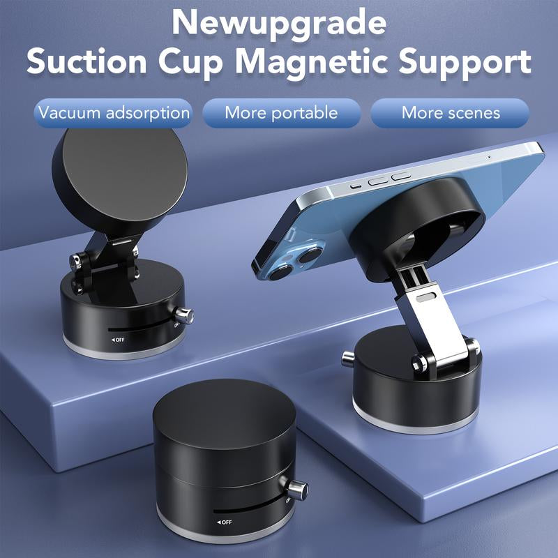 Magnetic Vacuum Phone Stand Holder ,Foldable and Portable Design,Strong Magnet,Suitable for Smooth Surfaces,Multi-Scene Use Compact Folding