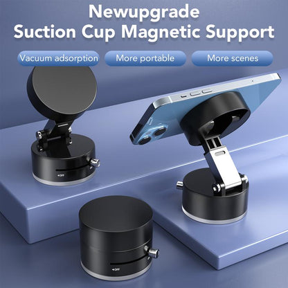 Magnetic Vacuum Phone Stand Holder ,Foldable and Portable Design,Strong Magnet,Suitable for Smooth Surfaces,Multi-Scene Use Compact Folding