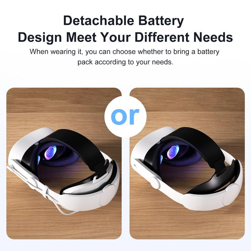 HURRA VR Rechargeable Battery Head Strap for Meta Quest 2/3/3S Adjustable, Soft Foam, and Skin-Friendly PU. Extends Playtime and Enhancescomfort