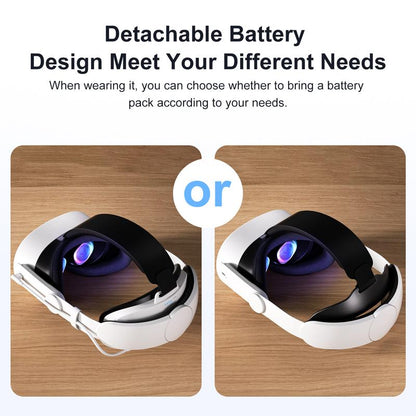 HURRA VR Rechargeable Battery Head Strap for Meta Quest 2/3/3S Adjustable, Soft Foam, and Skin-Friendly PU. Extends Playtime and Enhancescomfort