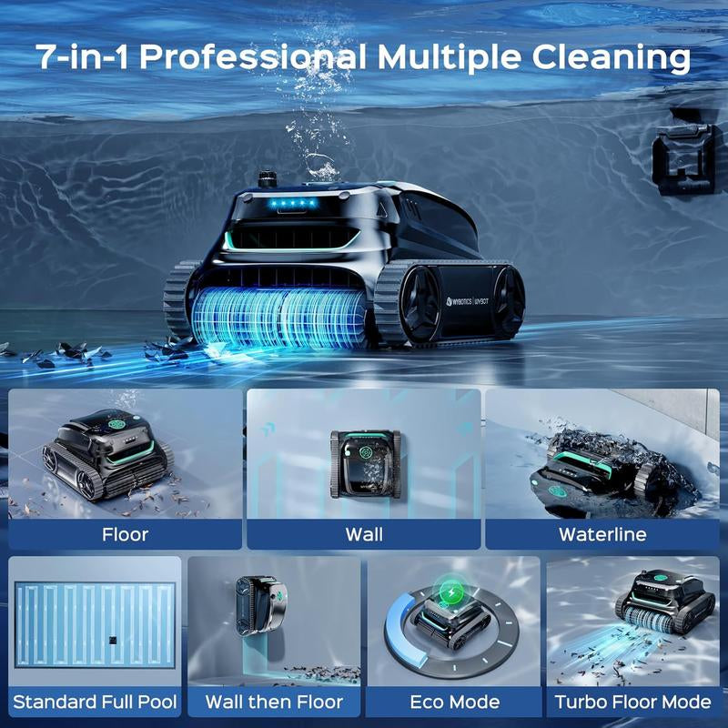 WYBOT S2 Solar Powered Robotic Pool Vacuum Cleaner for Inground Pools, Enhanced Scheduled Cleaning, Area Cleaning, Auto Return & Charge, 3D Adsorption System, Brushless Motor, Covers 3,229 Sq.Ft