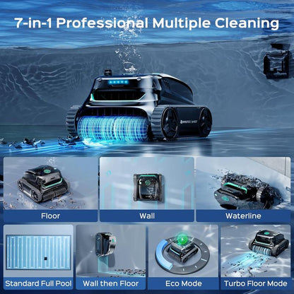 WYBOT S2 Solar Powered Robotic Pool Vacuum Cleaner for Inground Pools, Enhanced Scheduled Cleaning, Area Cleaning, Auto Return & Charge, 3D Adsorption System, Brushless Motor, Covers 3,229 Sq.Ft