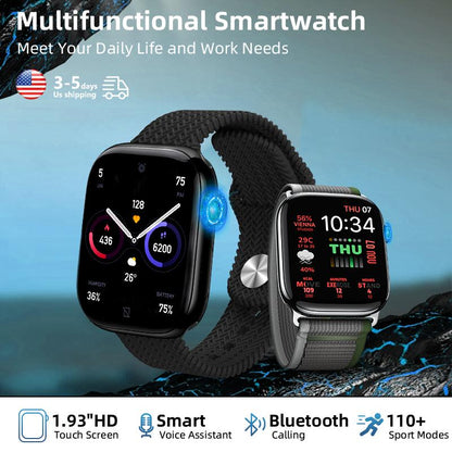 Ultimate Sport Smart Watch with Jet Black Aluminium Case - 2.02" Ultra-Clear Display, S/M. Fitness Tracker, Heart Rate, Water Resistant, All-Day Wear Comfort