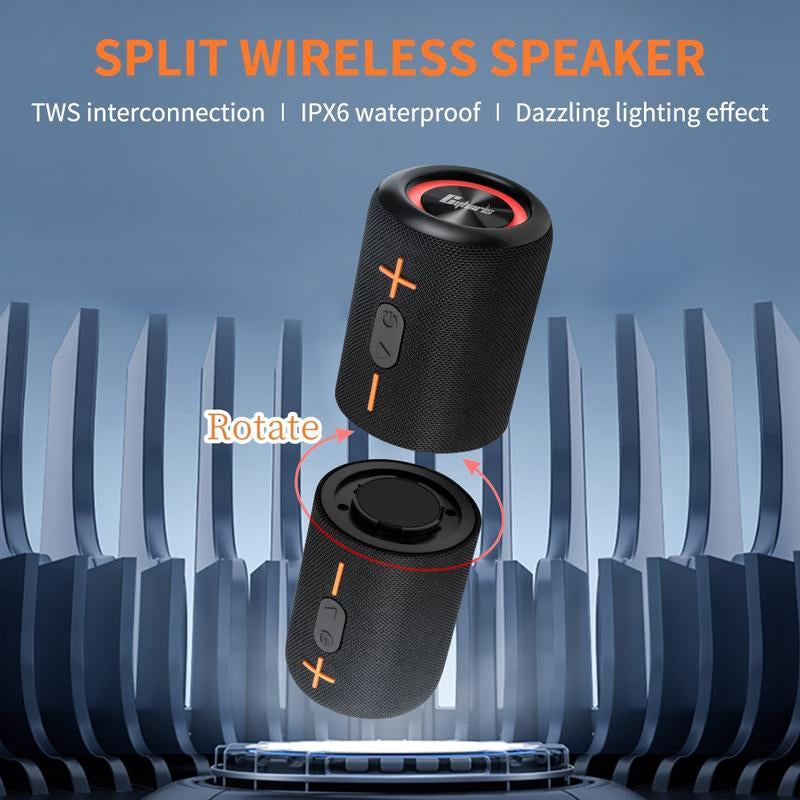 Cyboris S10 2 in 1 Portable Split Bluetooth Speaker Portable Subwoofer, 20W High Volume Stereo, IPX6 Waterproof, Smartphone Audio Cyber Black Home Theater Surround Full Bass Bluetooth Speaker Speaker