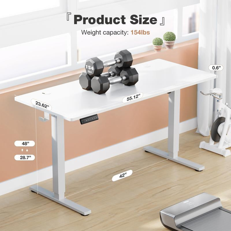 Standing Desk, Electric Standing Desk Adjustable Height, Ergonomic Adjustable Desk with Memory Preset, Computer Desk Stand up Desk with T-Shaped Bracket Suitable for Home Office