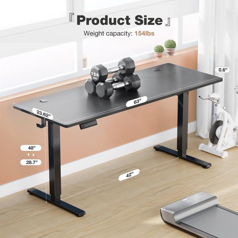 Standing Desk, Electric Standing Desk Adjustable Height, Ergonomic Adjustable Desk with Memory Preset, Computer Desk Stand up Desk with T-Shaped Bracket Suitable for Home Office