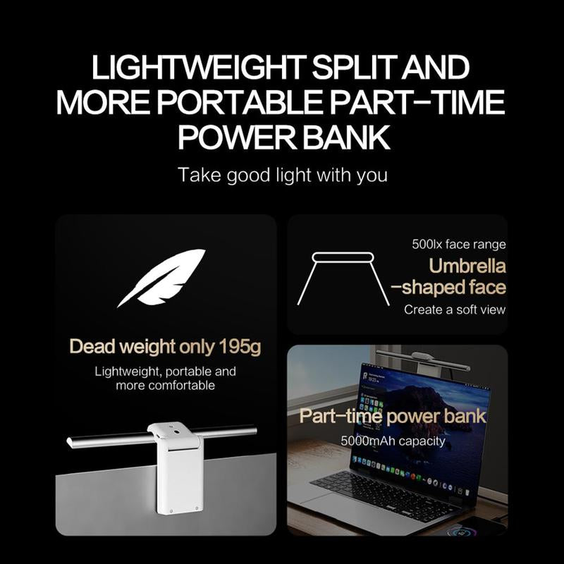 Magnetic Laptop Walkman Lamp, Infrared Sensor Screen Hanging Lamp, Rechargeable Portable Eye Protective Lamp for Laptop Desktop, Lighting