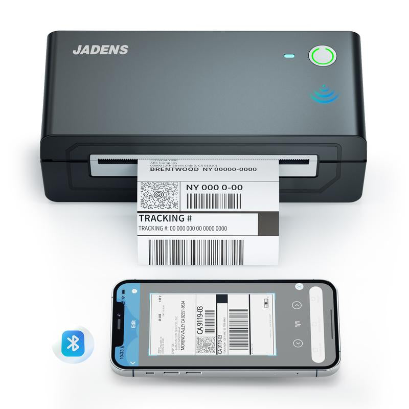 JADENS Shipping Label Printer, Bluetooth Wireless Thermal Label Printer, Compatible with Ios, Android, Windows, Mac, Chromebook, Widely Used for Etsy, Ebay, Shopify, USPS
