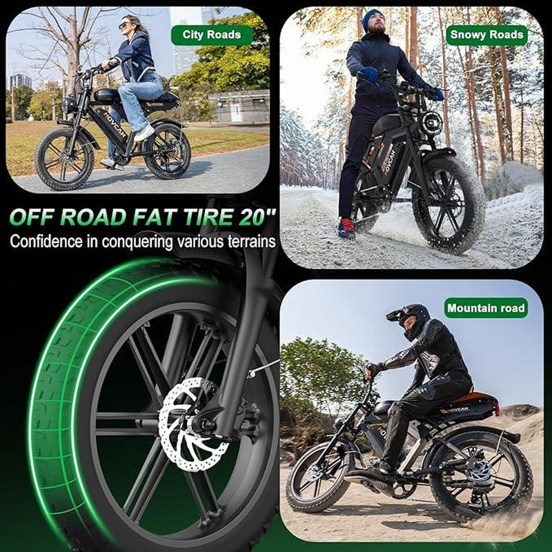 V30MAX/V30 Electric Bike for Adults 1500W/1000W Motor 20" Fat Tire Ebike, 32MPH/28MPH 120/70 Miles,48V 31.2/15.6 AH Dual Battery Hydraulic Disc Brake Electric Motorcycle Bike Full Suspension