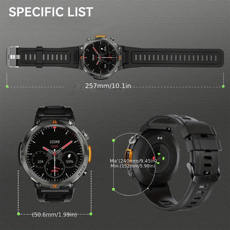 Smartwatch KE3 with 3ATM Waterproof ＆ Muilt-Sport Modes LED Flashlight Wireless Make＆Answer Calls Info Reminder 1.45 Inch TFT Wearable Devices with DIY Watch Faces