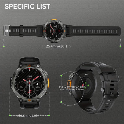 Smartwatch KE3 with 3ATM Waterproof ＆ Muilt-Sport Modes LED Flashlight Wireless Make＆Answer Calls Info Reminder 1.45 Inch TFT Wearable Devices with DIY Watch Faces