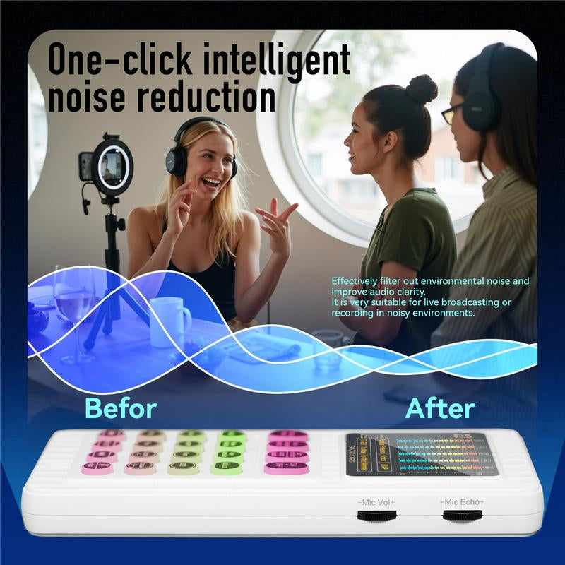 Hicall M01 Portable MIXER | Dual DSP Chips, Ultra-Clear Sound Quality, Intelligent Noise Reduction | 6 Voice Effects | Perfect for Outdoor Live Broadcasts, Travel Vlogs and Short Videos#Outdoorfun