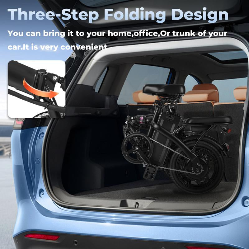 Terrosor Ebikes for Adults, 400W Motor 22MPH Max Speed, 14” Tire, 48V 15AH Removable Battery for Electric Bike, Multi-Shock Absorption, City Commuter, Foldable Adult Electric Bicycles Bici Urbana Rechargeable Motorcycle