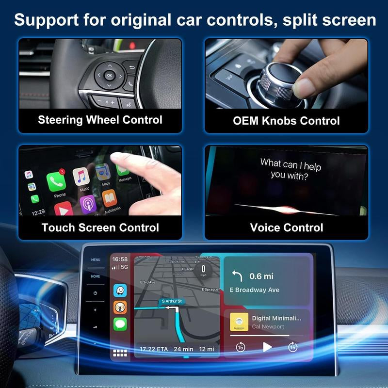 【Yurnlv】Mini Al Box -Streaming Netflix/Youtube/Tiktok/Google Play to Your Car! 3 in 1 Wireless Carplay and Android Auto Adapter Suitable for Factory Wired Carplay Cars