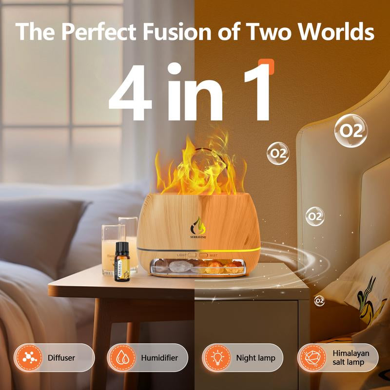 Ultrasonic Essential Oil Diffuser Set with 12 Best Aromatherapy Oils, Gift Box & Bag, Himalayan Salt Lamp Diffuser，Cool Mist Humidifier for Bedroom
