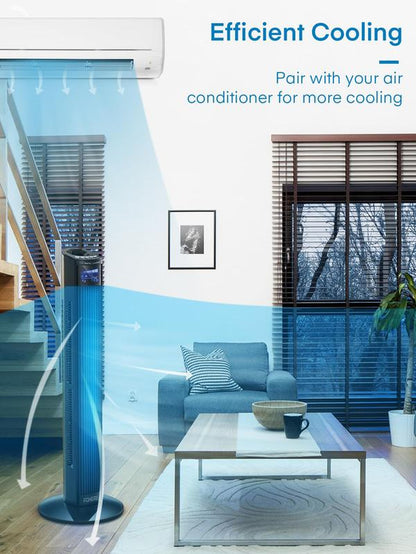 FOHERE Tower Fan for Indoors, 36" Oscillating Tower Cooling Fan with Remote Control, 12-Hour Timer and Sleep Mode,Standing Fan for Office, Portable Stand up Floor Bladeless Fan (Black)
