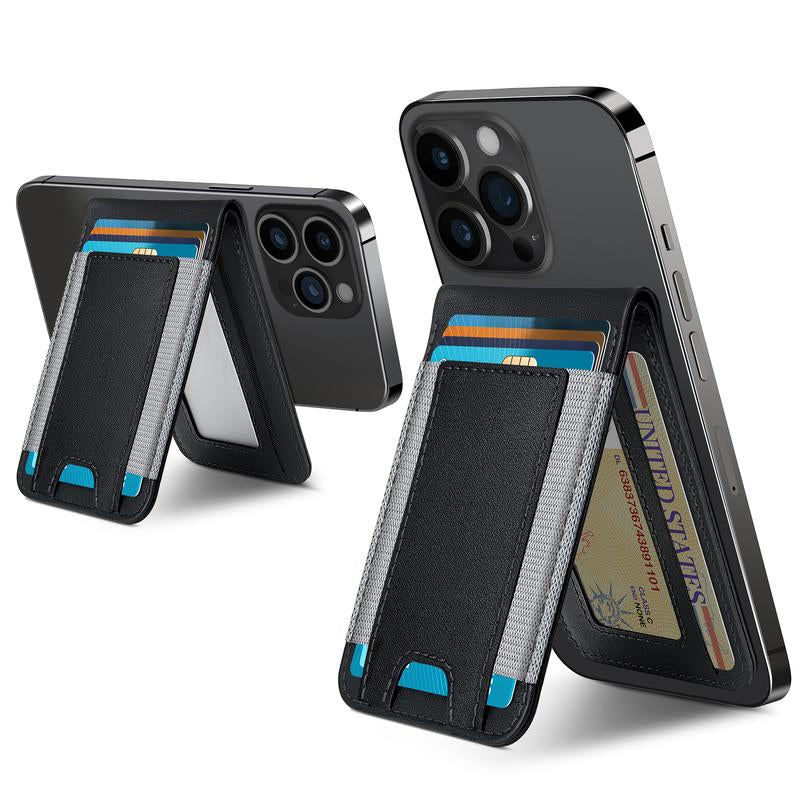 Magsafe Wallet, for Iphone 16/15/14 Pro Max/14 Pro/14/14 Plus/13/12 Promax Series, 9 Cards Holder, Vegan Leather, Electronics Accessories Cellphone Smartphone Black Metallic