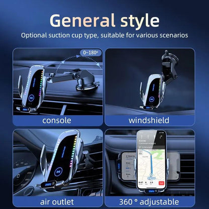 Wireless Charging Ambient Light Car Mount Air Vent Phone Holder Car Dashboard Mount Car Accessories Universal