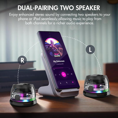 Magnetic Bluetooth Speaker,G200 5W Mini Speaker Wireless Bluetooth 5.0,LED Light Game Mode,4H Playtime,Suitable for Travel,Cook,Run-Black/Purple