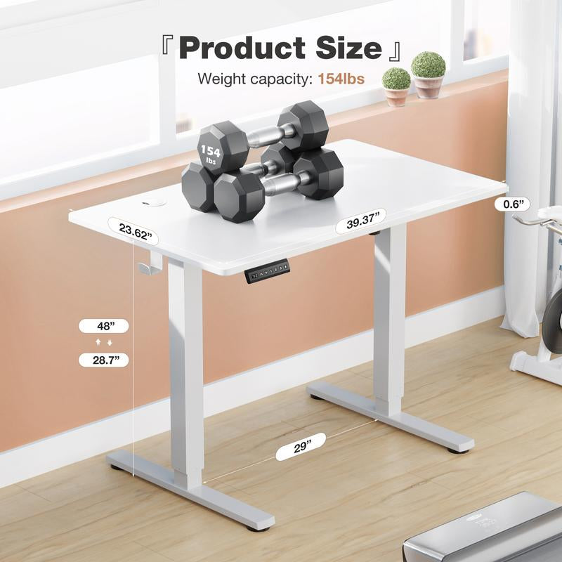 Standing Desk, Electric Standing Desk Adjustable Height, Ergonomic Adjustable Desk with Memory Preset, Computer Desk Stand up Desk with T-Shaped Bracket Suitable for Home Office