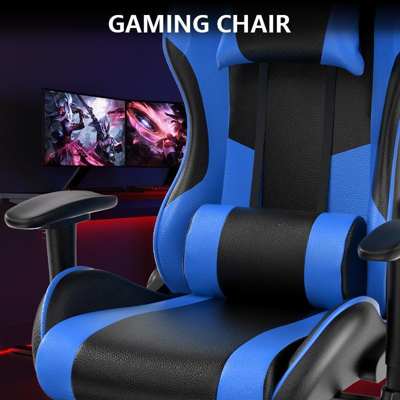 Gaming Chair Computer Chair with Leg Lumbar Support,Height Adjustable Gaming Chair with 360°Swivel Seat,Headrest for Office or Gaming,Ergonomic Design