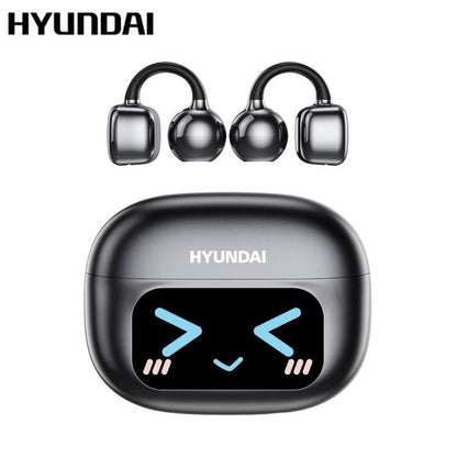 HYUNDAI C02 Clip-On Ear Electronic Headphones with LCD Full Color Touch Screen, Wireless Audio Earbuds Headset for Music & Phone Calls
