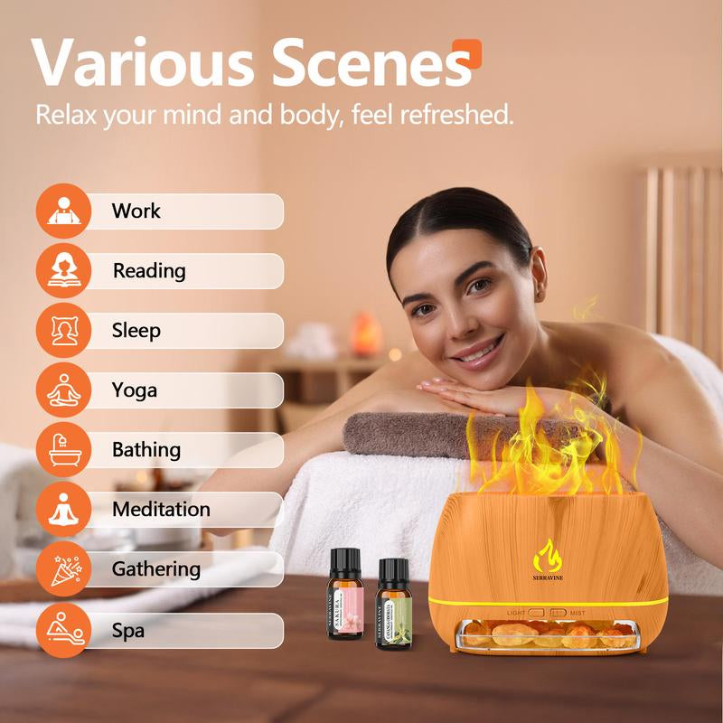 Ultrasonic Essential Oil Diffuser Set with 12 Best Aromatherapy Oils, Gift Box & Bag, Himalayan Salt Lamp Diffuser，Cool Mist Humidifier for Bedroom