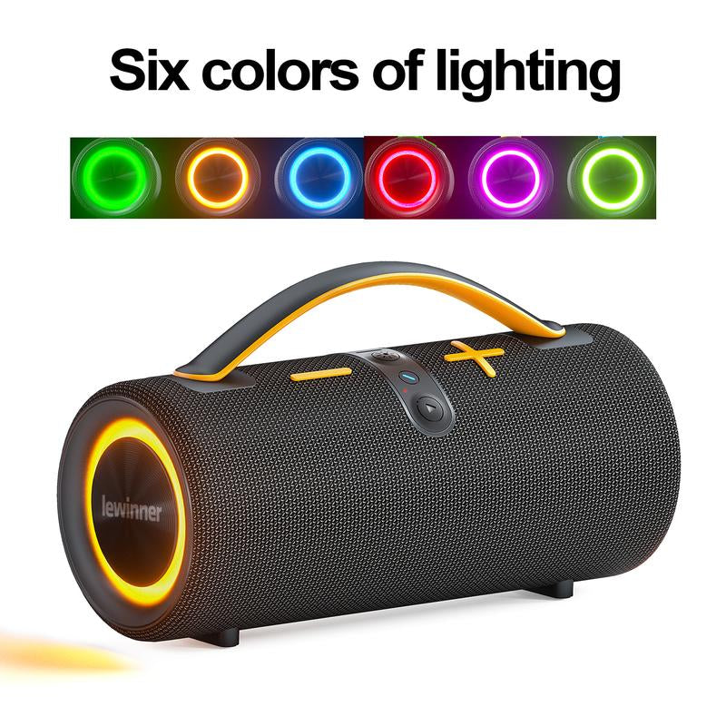 Lewinner Portable Wireless Speaker, Outdoor Wireless Speakers with 60W Loud Stereo Sound, Deep Bass, RGB Lights, Dual Pairing, 20Hours Playtime for Home/Outdoor/Party/Beach, Gift Ideas Audio Smartphone