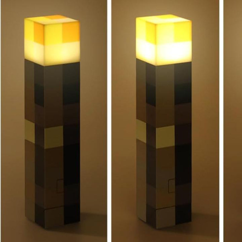 Light-Up Wall Torch -Pixel Brownstone Torch Lamp - USB Pluggable Night Lamp - Hand Held or Wall Mount Lighting
