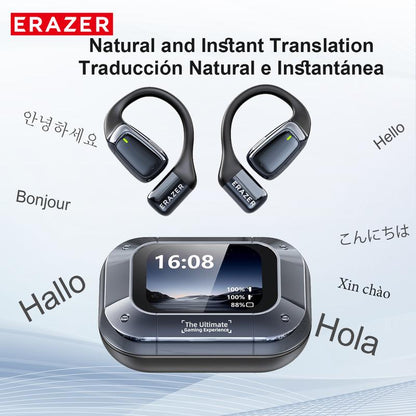 ERAZER XT82PRO Wireless Earbuds, Open-Ear Headphones, LED Lights Touchscreen, Ergonomic Ear Hooks, Ultra-Comfort, Snug Fit, Hifi Bass Stereo, Clear Calls, 30H Playtime, Bluetooth 5.4 Earbuds, Multipoint Connection, Electronic, Audio Headset